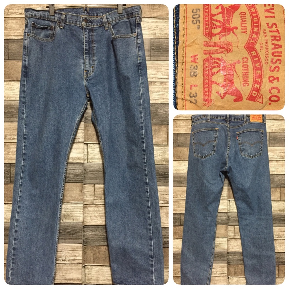 Levi’s 505 Regular Fit Jeans Men’s 38x32 Blue Denim Stretch Straight